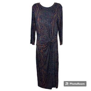 Joie Snakeskin Dress Midi Maxi Black Red Gray Long Sleeve Women's Large EUC